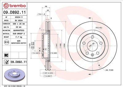 BREMBO 09.D892.11 EAN: 8020584313206.