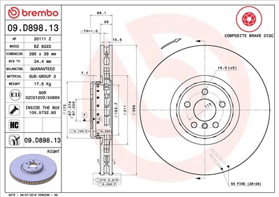 BREMBO 09.D898.13 EAN: 8020584238288.