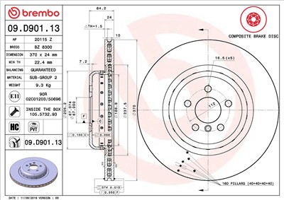 BREMBO 09.D901.13 EAN: 8020584238325.