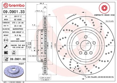 BREMBO 09.D901.33 EAN: 8020584238349.