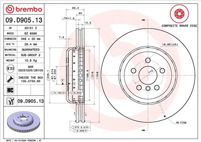 BREMBO 09.D905.13 EAN: 8020584238387.