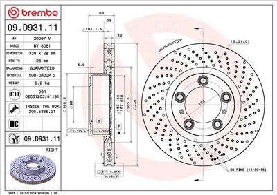 BREMBO 09.D931.11 EAN: 8020584312742.