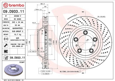 BREMBO 09.D933.11 EAN: 8020584312766.