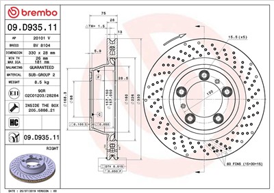 BREMBO 09.D935.11 EAN: 8020584310595.
