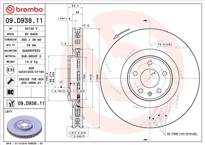 BREMBO 09.D938.11 EAN: 8020584315736.