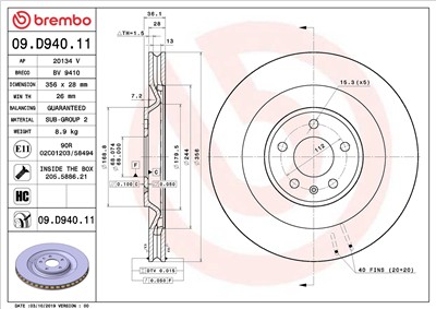 BREMBO 09.D940.11 EAN: 8020584317327.