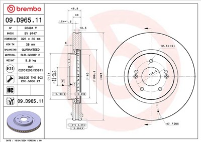 BREMBO 09.D965.11 EAN: 8020584328163.