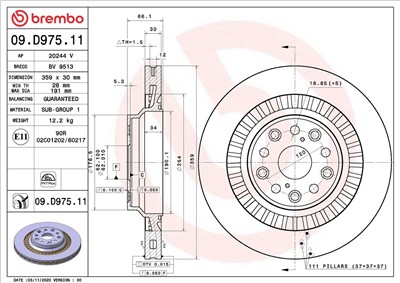 BREMBO 09.D975.11 EAN: 8020584313237.