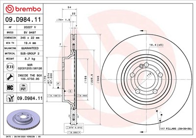 BREMBO 09.D984.11 EAN: 8020584313305.