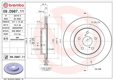 BREMBO 09.D987.11 EAN: 8020584313336.