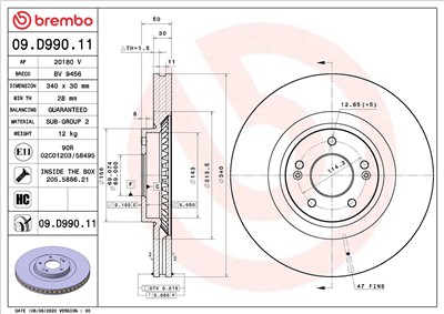 BREMBO 09.D990.11 EAN: 8020584313367.