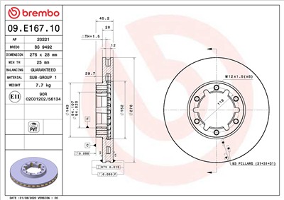 BREMBO 09.E167.10 EAN: 8020584313596.