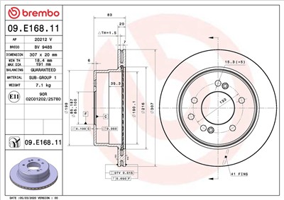 BREMBO 09.E168.11 EAN: 8020584313602.