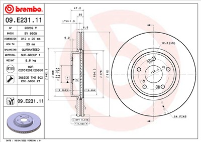 BREMBO 09.E231.11 EAN: 8020584313619.