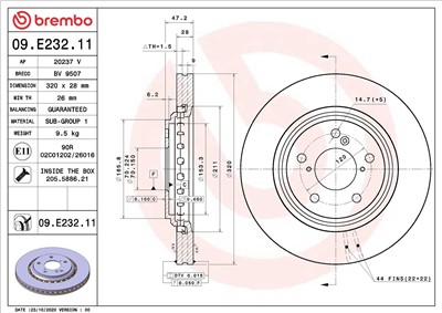 BREMBO 09.E232.11 EAN: 8020584313626.