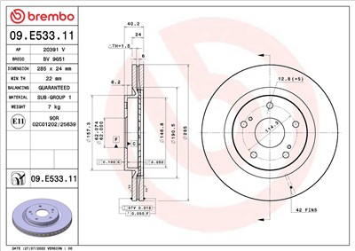 BREMBO 09.E533.11 EAN: 8020584321416.