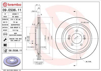 BREMBO 09.E536.11 EAN: 8020584321447.