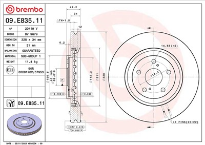 BREMBO 09.E835.11 EAN: 8020584323335.