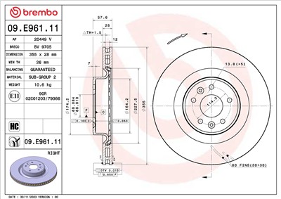 BREMBO 09.E961.11 EAN: 8020584326572.