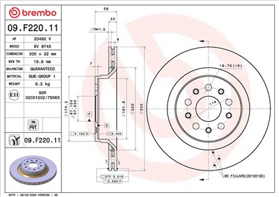 BREMBO 09.F220.11 EAN: 8020584327654.