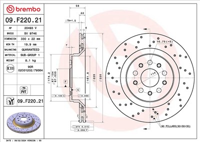 BREMBO 09.F220.21 EAN: 8020584327661.