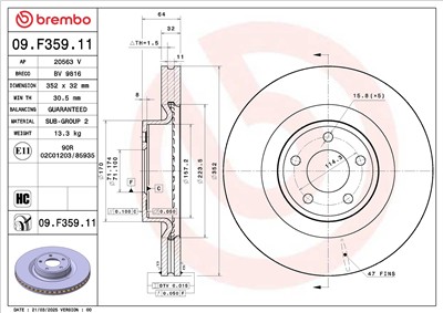 BREMBO 09.F359.11 EAN: 8020584342206.