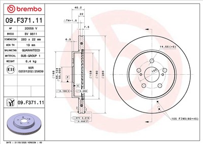 BREMBO 09.F371.11 EAN: 8020584341858.
