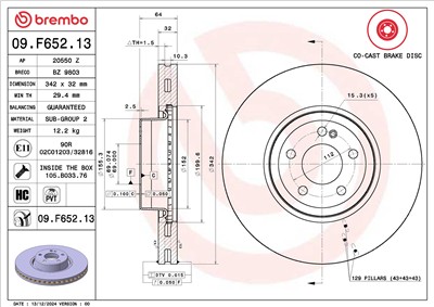BREMBO 09.F652.13 EAN: 8020584341506.