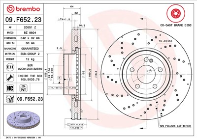 BREMBO 09.F652.23 EAN: 8020584341513.