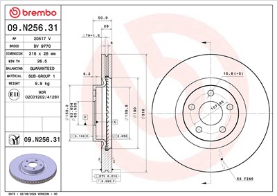 BREMBO 09.N256.31 EAN: 8020584329597.