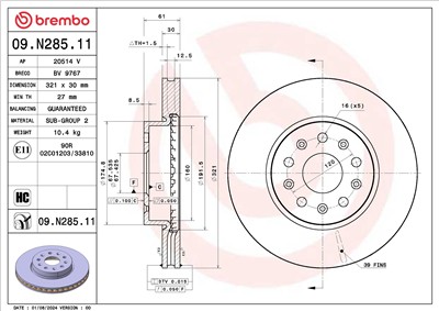 BREMBO 09.N285.11 EAN: 8020584329566.