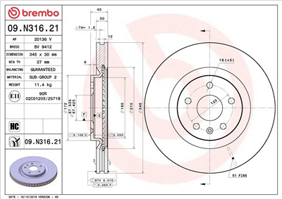 BREMBO 09.N316.21 EAN: 8020584310861.