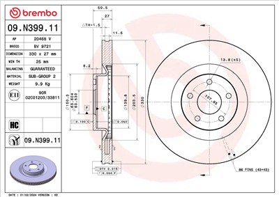BREMBO 09.N399.11 EAN: 8020584327678.