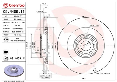 BREMBO 09.N409.11 EAN: 8020584321638.