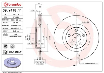 BREMBO 09.Y418.11 EAN: 8020584342442.