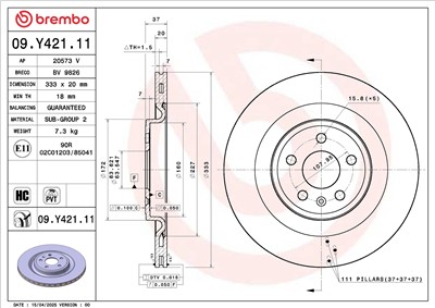 BREMBO 09.Y421.11 EAN: 8020584342466.