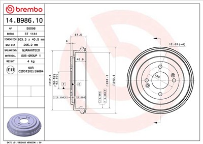 BREMBO 14.B986.10 EAN: 8020584030639.