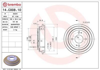 BREMBO 14.C008.10 EAN: 8020584219775.