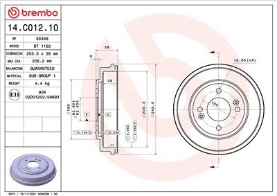BREMBO 14.C012.10 EAN: 8020584219751.