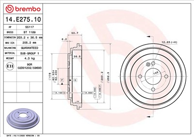BREMBO 14.E275.10 EAN: 8020584315507.
