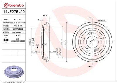 BREMBO 14.E275.20 EAN: 8020584328958.