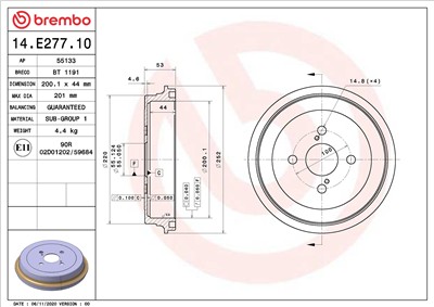 BREMBO 14.E277.10 EAN: 8020584315521.