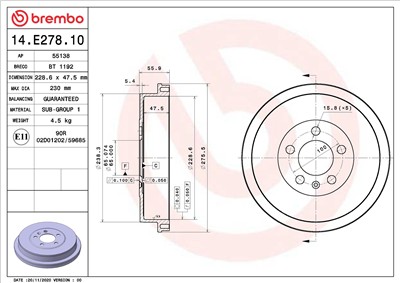 BREMBO 14.E278.10 EAN: 8020584315514.