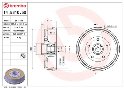 BREMBO 14.E310.50 EAN: 8020584324745.