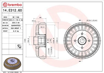 BREMBO 14.E312.60 EAN: 8020584325773.