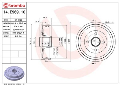 BREMBO 14.E969.10 EAN: 8020584325858.