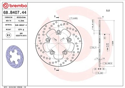 BREMBO 68B40744 EAN: 8020584620373.