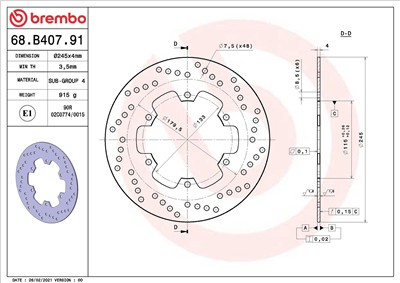 BREMBO 68B40791 EAN: 8020584620809.