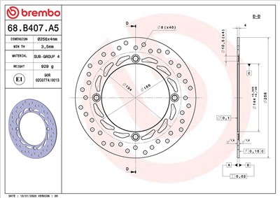 BREMBO 68B407A5 EAN: 8020584620939.