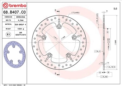 BREMBO 68B407C0 EAN: 8020584621080.